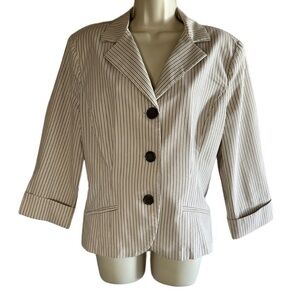Women's cream Khaki and tan striped blazer size L